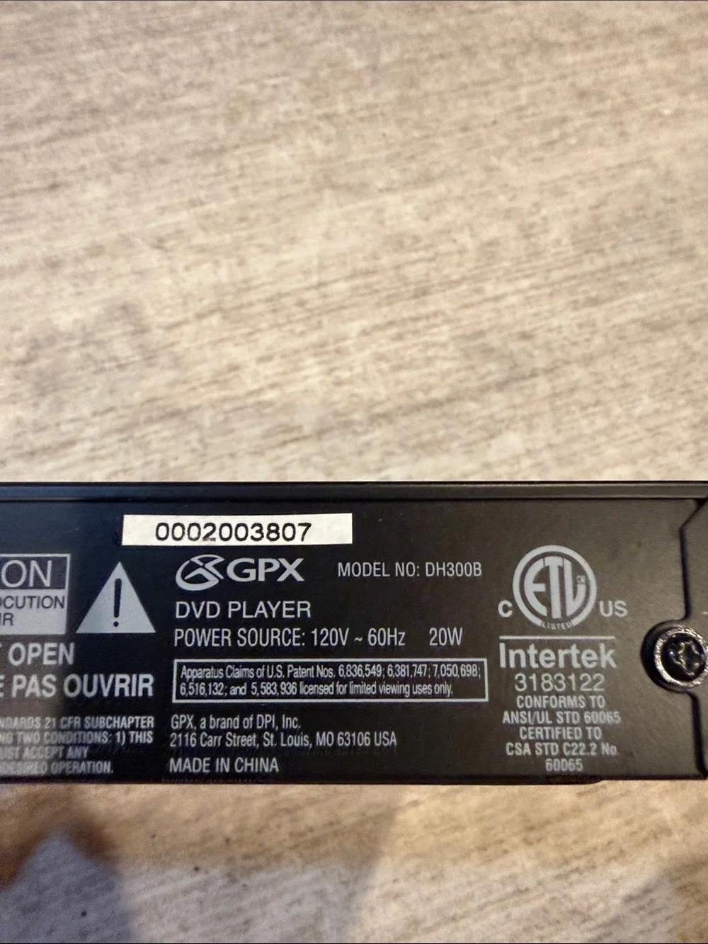 GPX Black DVD Player - Compact Electronics Video Device